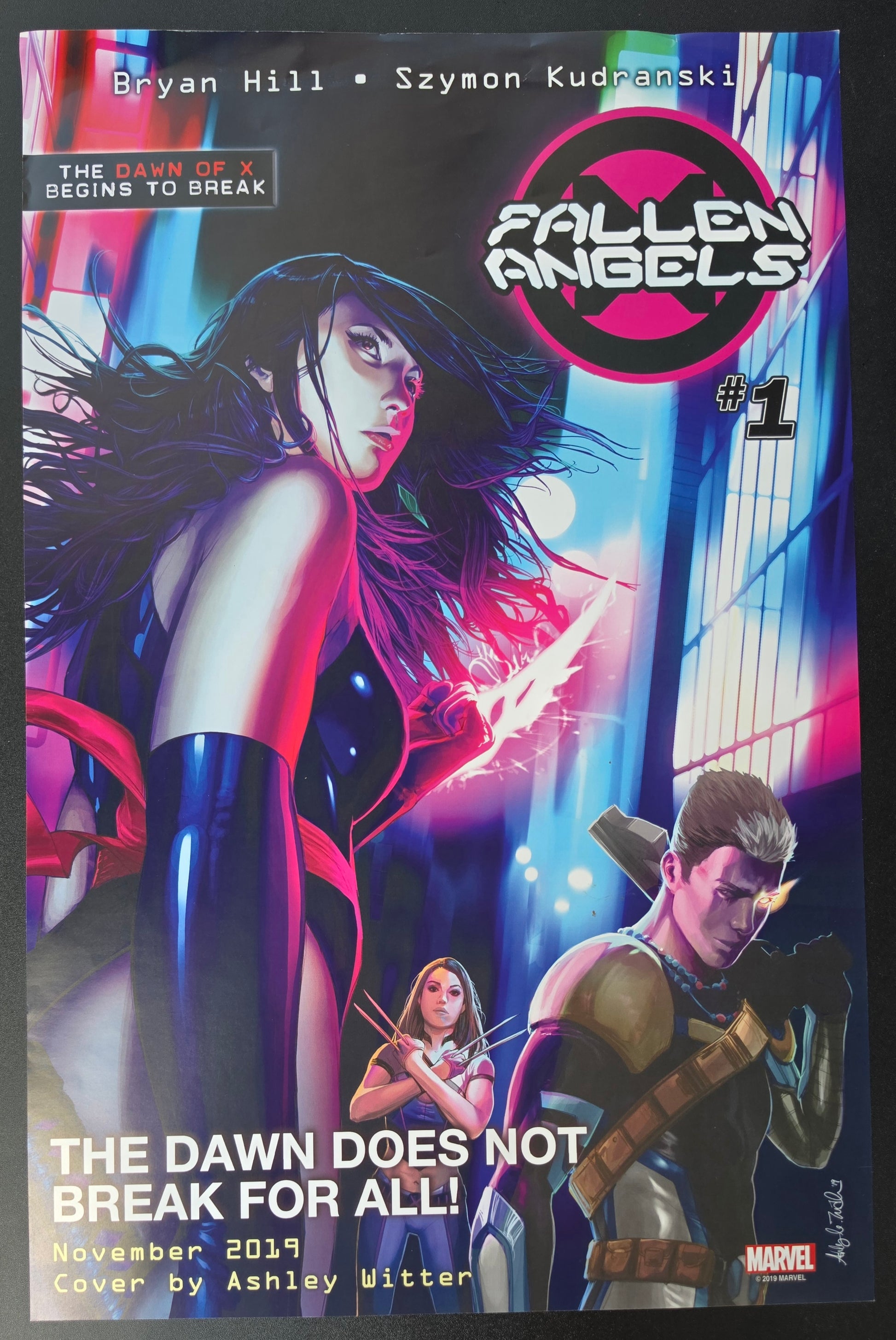 X-FORCE FALLEN ANGELS DOUBLE SIDED PROMOTIONAL POSTER 2019 SIGNED BY X-Men MARVEL COMICS