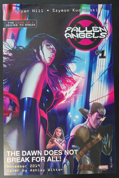 X-FORCE FALLEN ANGELS DOUBLE SIDED PROMOTIONAL POSTER 2019 SIGNED BY X-Men MARVEL COMICS