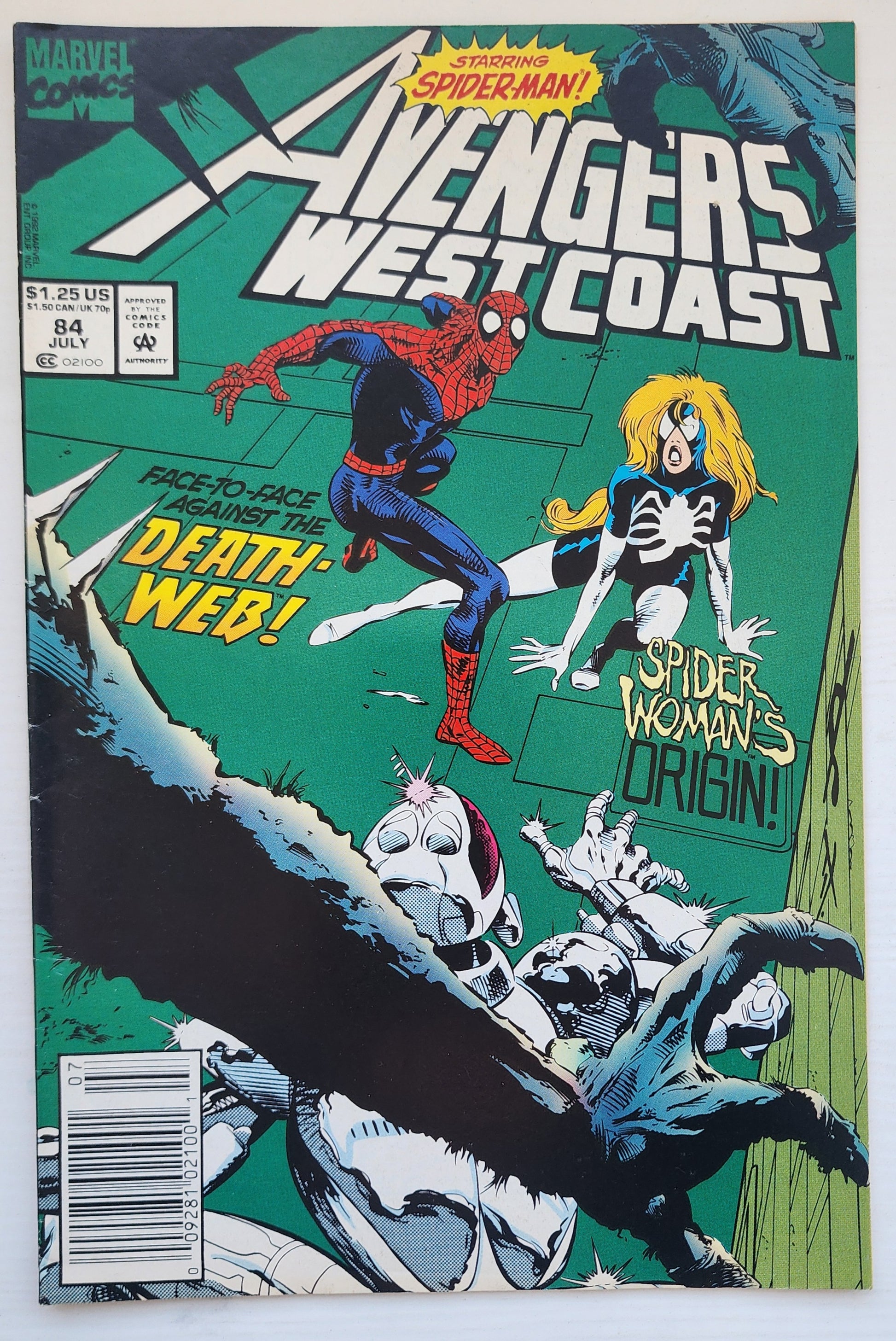 WEST COAST AVENGERS #84 NEWSSTAND 1992 West Coast Avengers MARVEL COMICS