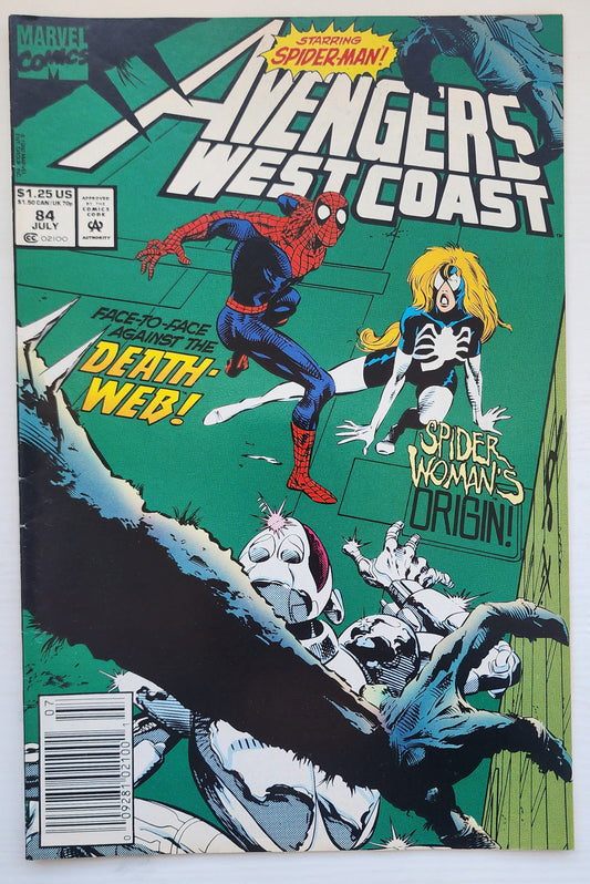 WEST COAST AVENGERS #84 NEWSSTAND 1992 West Coast Avengers MARVEL COMICS