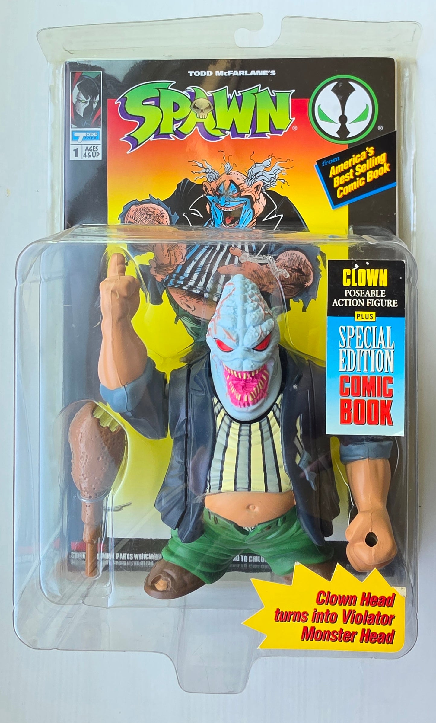 MCFARLANE TOYS SPAWN CLOWN HEAD WITH COMIC BOOK [J02] Spawn Todd Toys