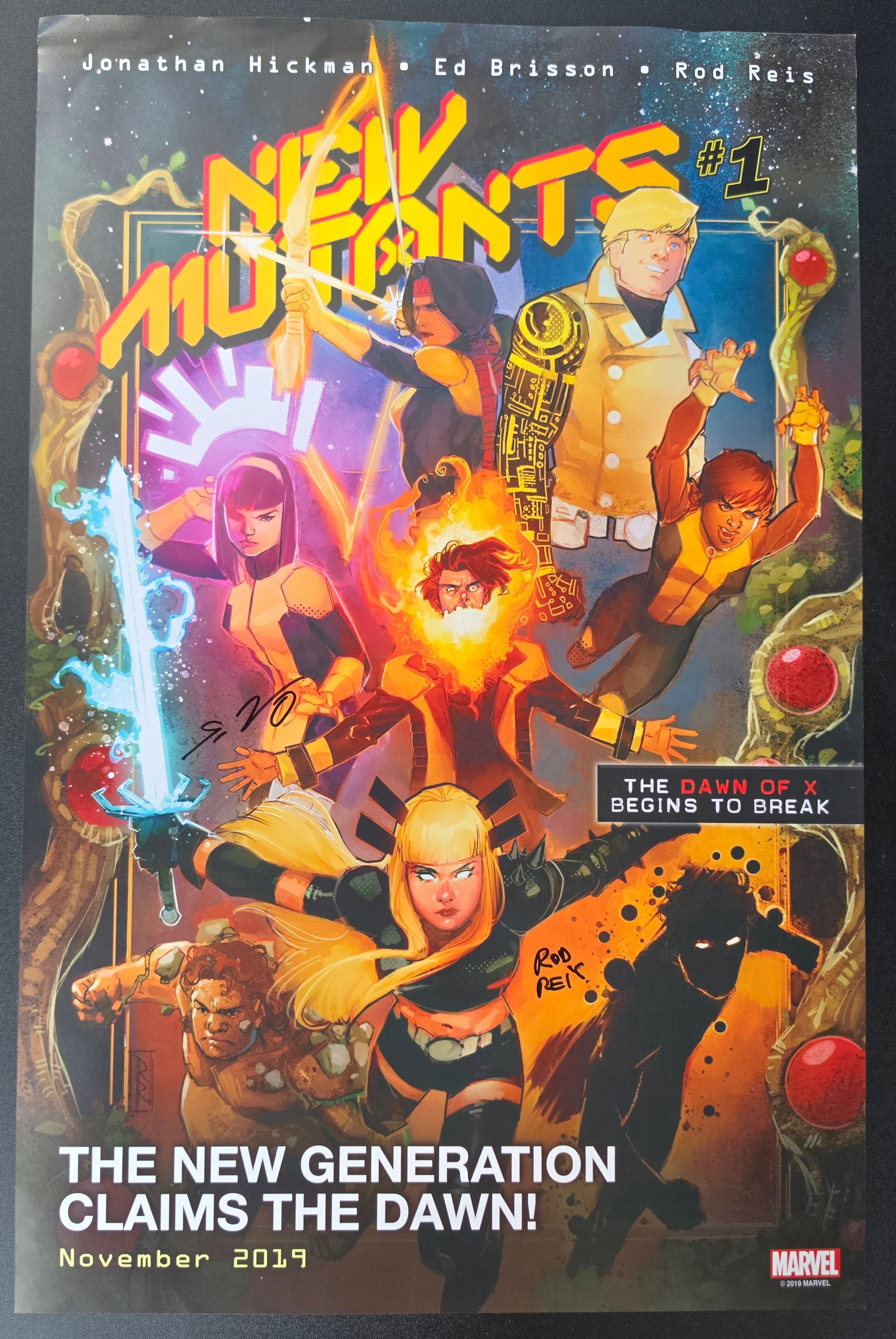 NEW MUTANTS EXCALIBUR DOUBLE SIDED PROMOTIONAL POSTER 2019 SIGNED BY X-Men MARVEL COMICS