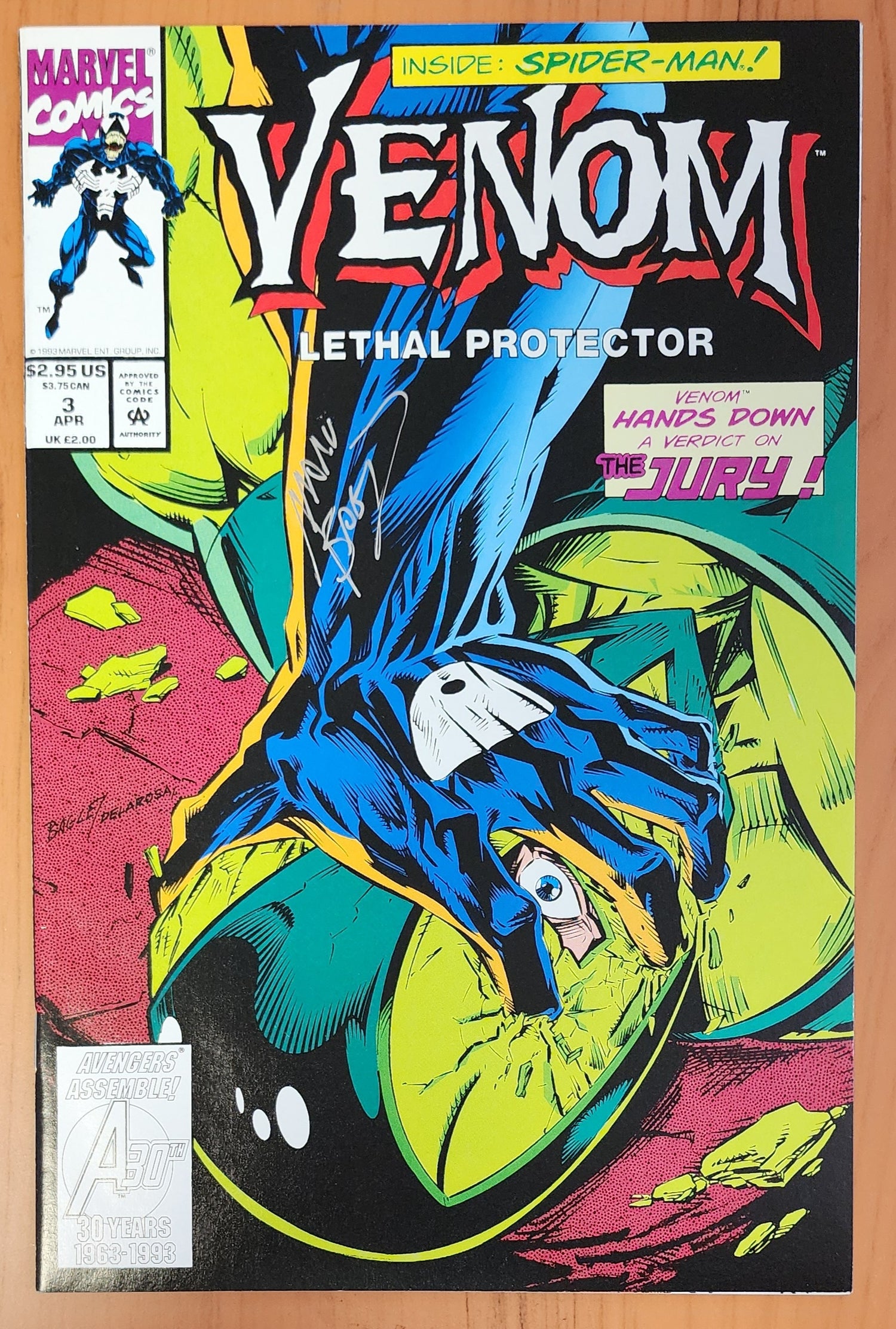 VENOM LETHAL PROTECTOR #3 1993 SIGNED BY MARK BAGLEY Venom MARVEL COMICS