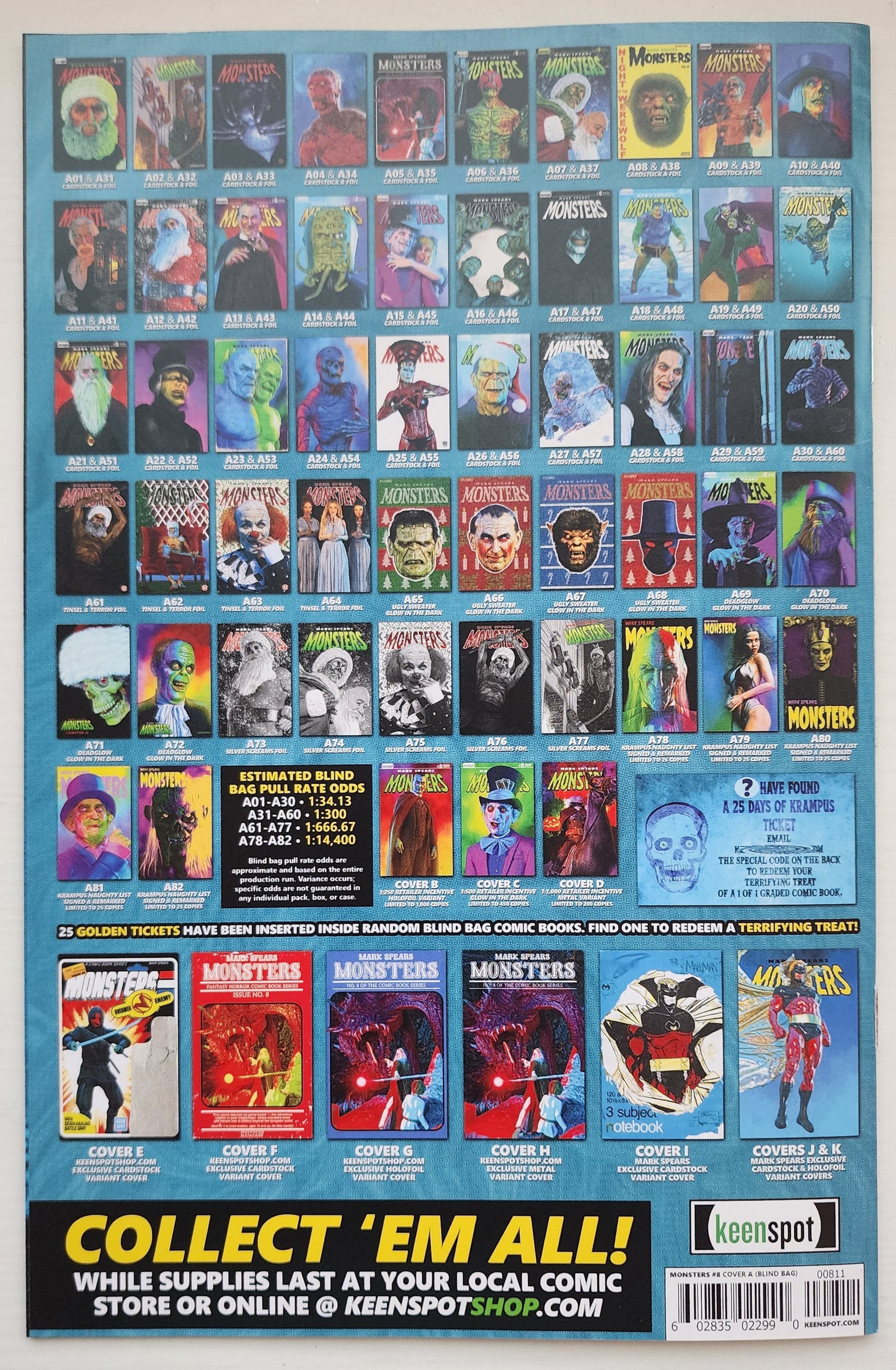 MARK SPEARS MONSTERS #8 BLIND BAG VARIANT A70 DEADGLOW GLOW IN THE DARK Universal Monsters KEENSPOT ENTERTAINMENT
