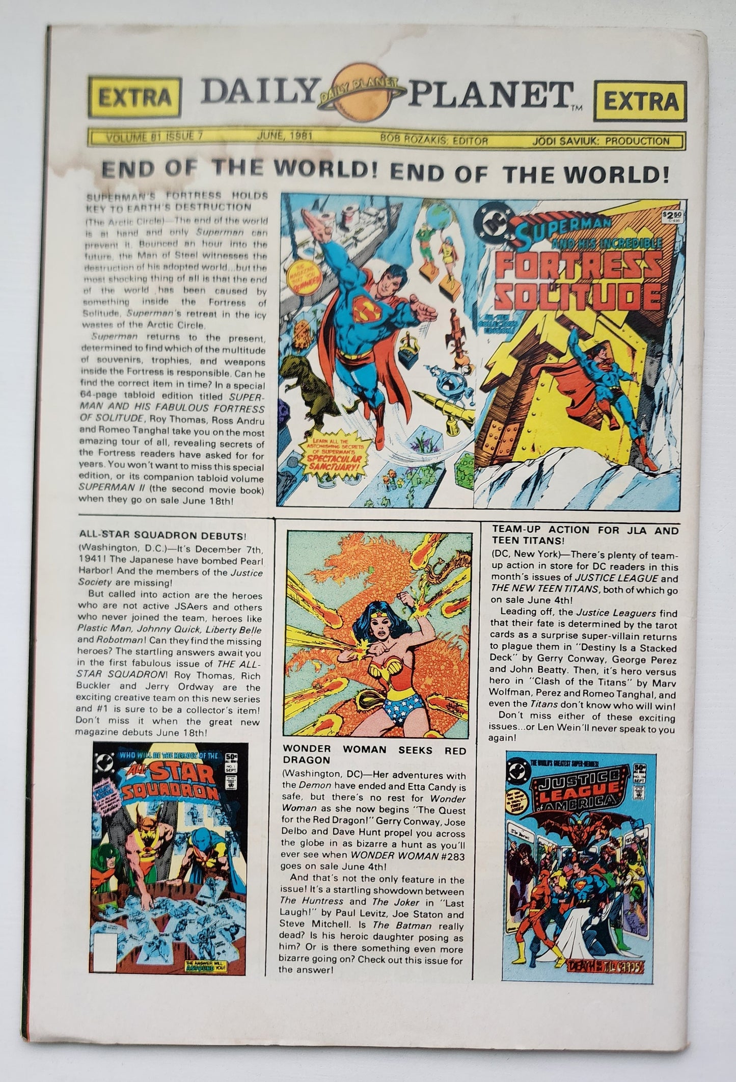WORLDS FINEST #271 1981 NEWSSTAND Worlds Finest DC Comics