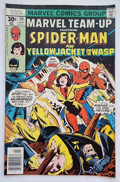 MARVEL TEAM-UP #59 SPIDER-MAN YELLOWJACKET WASP NEWSSTAND 1977 Marvel Team-Up MARVEL COMICS