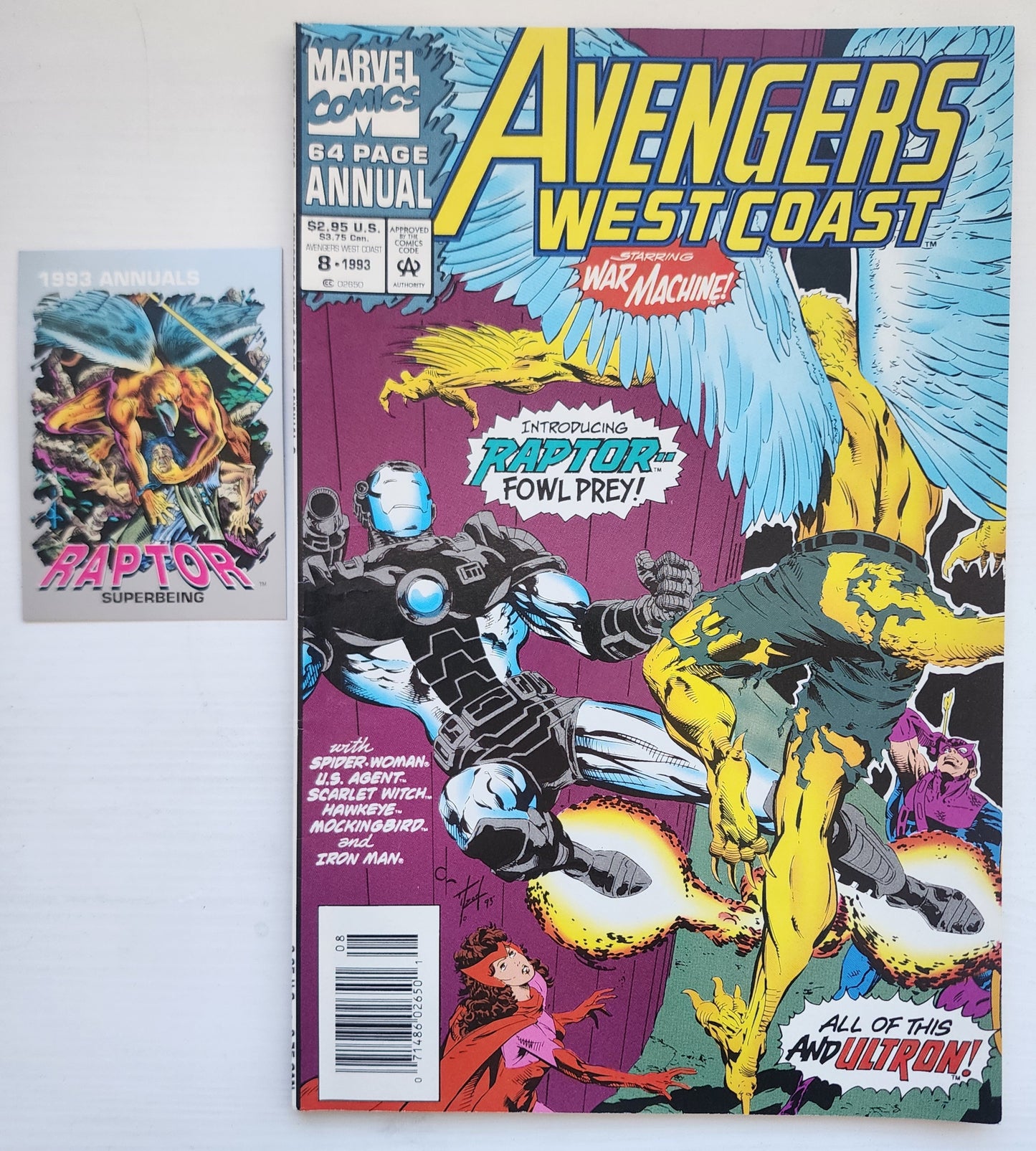 WEST COAST AVENGERS ANNUAL #8 OPEN POLYBAG & CARD NEWSSTAND 1993 West Coast Avengers MARVEL COMICS