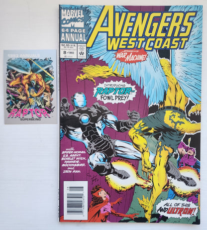 WEST COAST AVENGERS ANNUAL #8 OPEN POLYBAG & CARD NEWSSTAND 1993 West Coast Avengers MARVEL COMICS