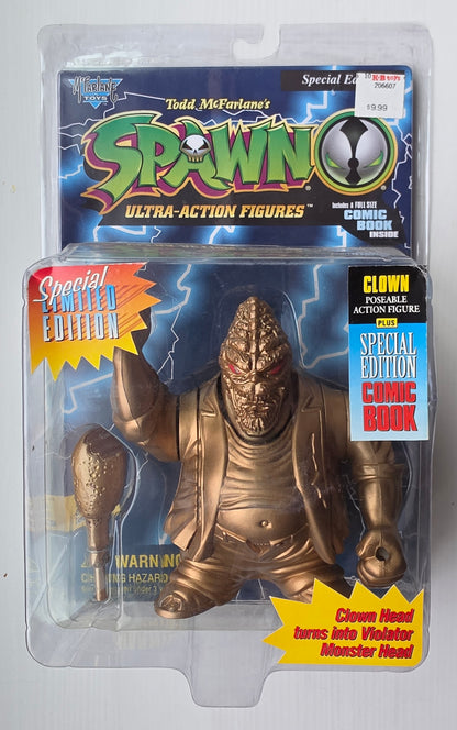 MCFARLANE TOYS SPAWN CLOWN HEAD GOLD SPECIAL EDITION WITH COMIC BOOK Spawn Todd Toys