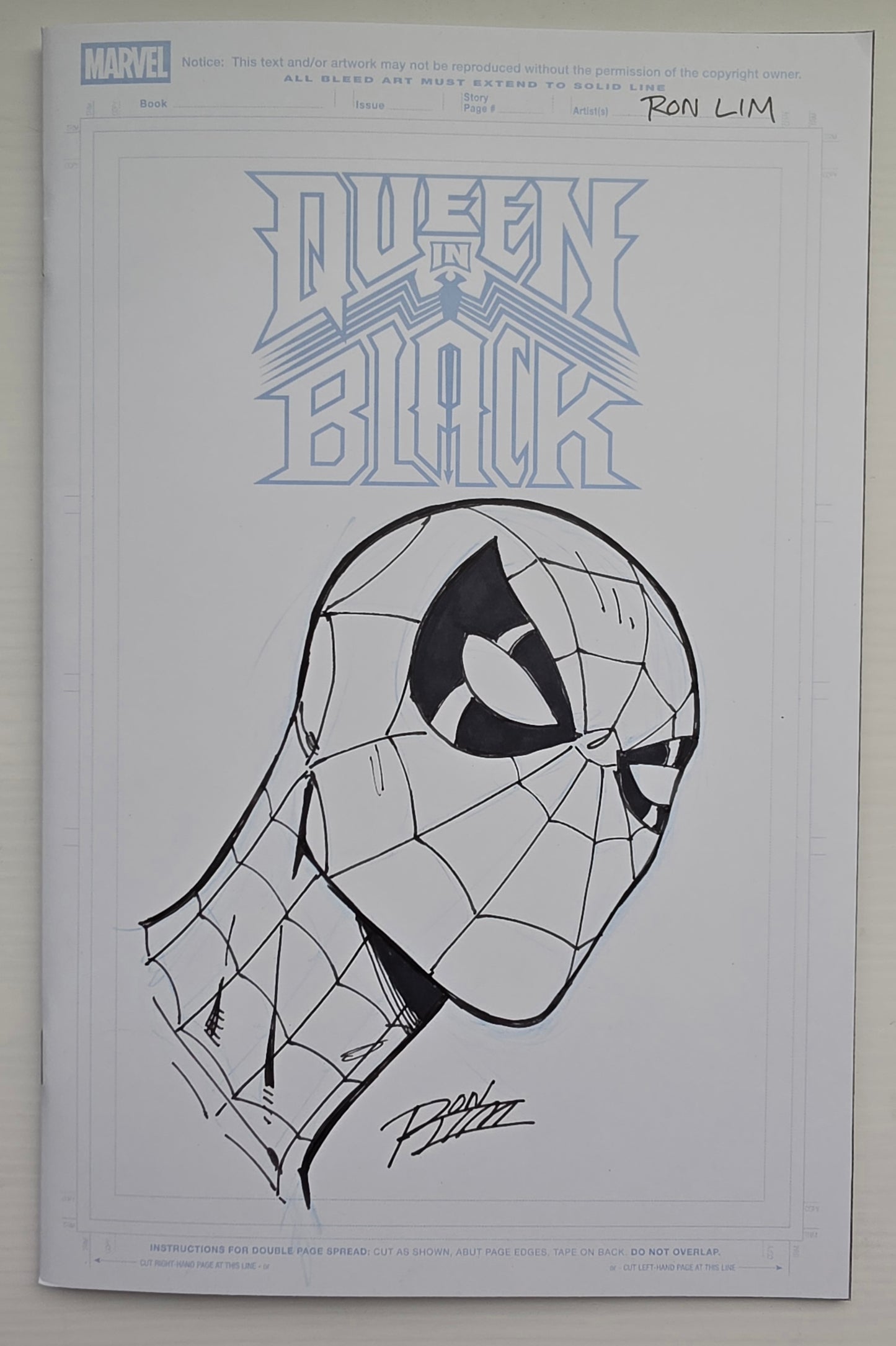 KING IN BLACK #1 SPIDER-MAN SKETCH BY RON LIM MARVEL COMICS