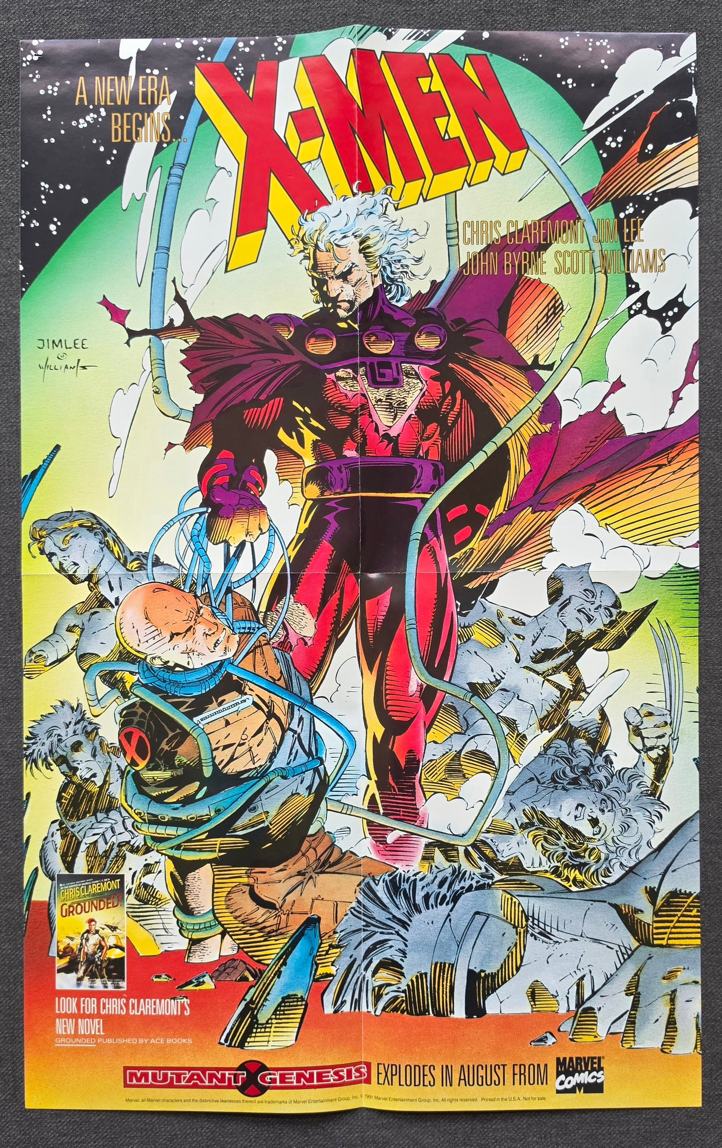 X-MEN JIM LEE FOLDED PROMOTIONAL POSTER 1991