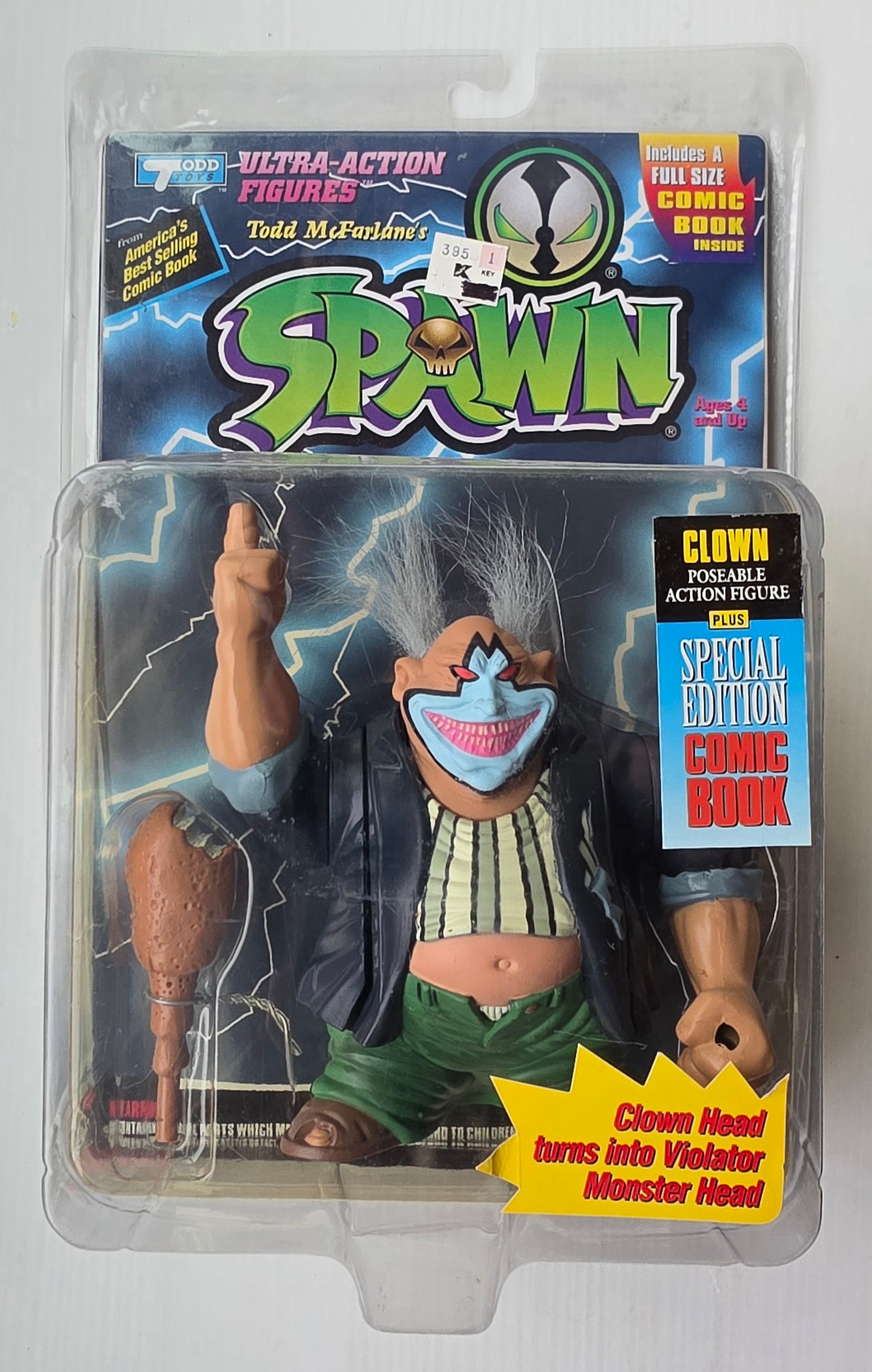 MCFARLANE TOYS SPAWN CLOWN HEAD TURNS INTO VIOLATOR MONSTER HEAD WITH COMIC BOOK Spawn Todd Toys