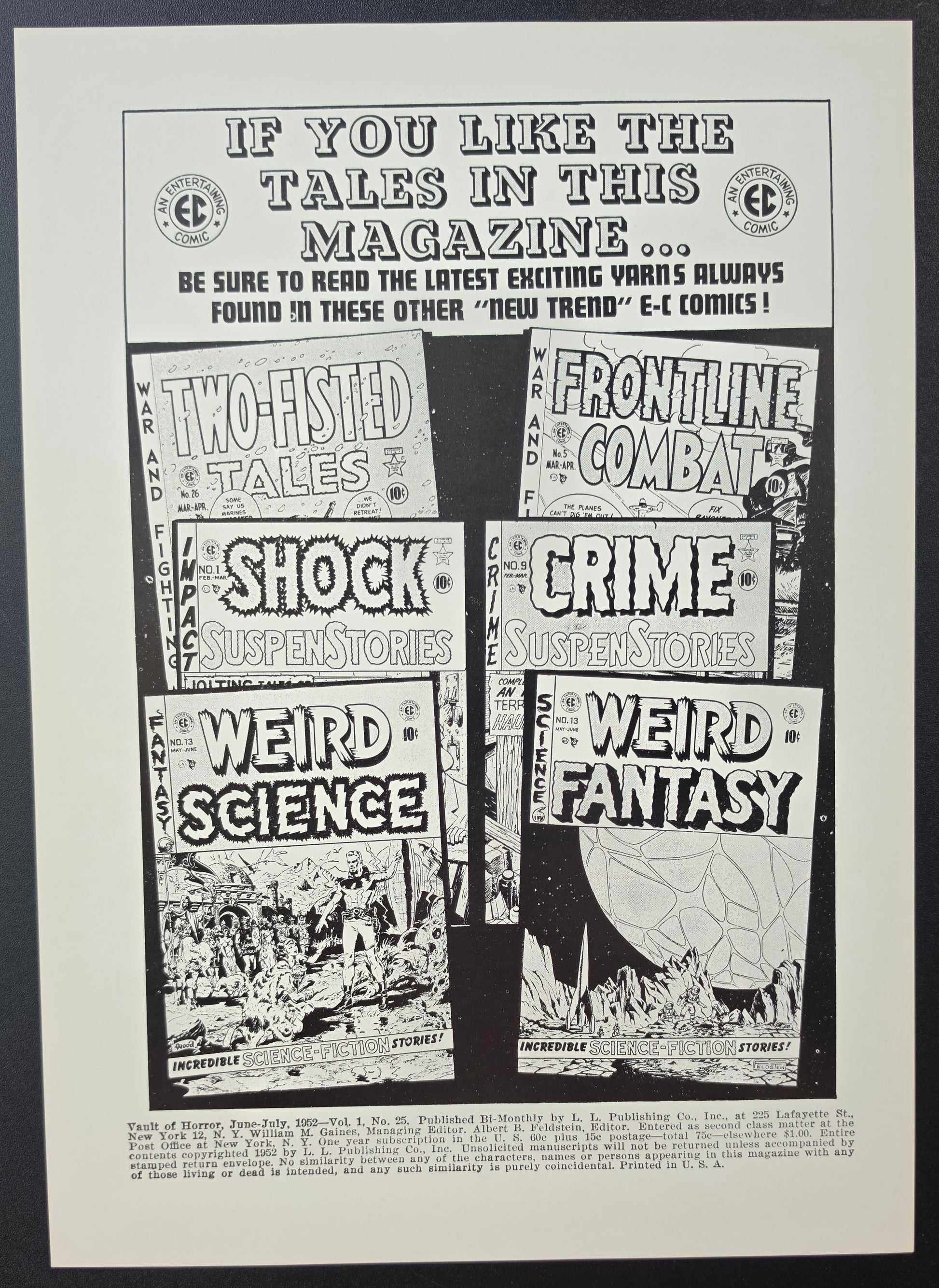 EC COMICS VAULT OF HORROR #25 PRINT EC Comics EC Comics