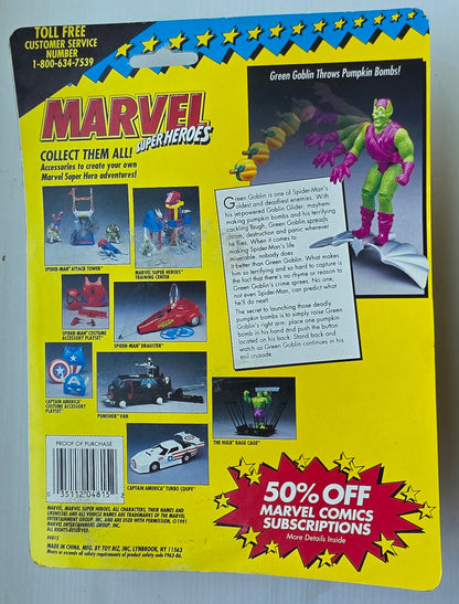 TOY BIZ GREEN GOBLIN THROWS PUMPKIN BOMBS MARVEL SUPER HEROES X-Men Toy Biz