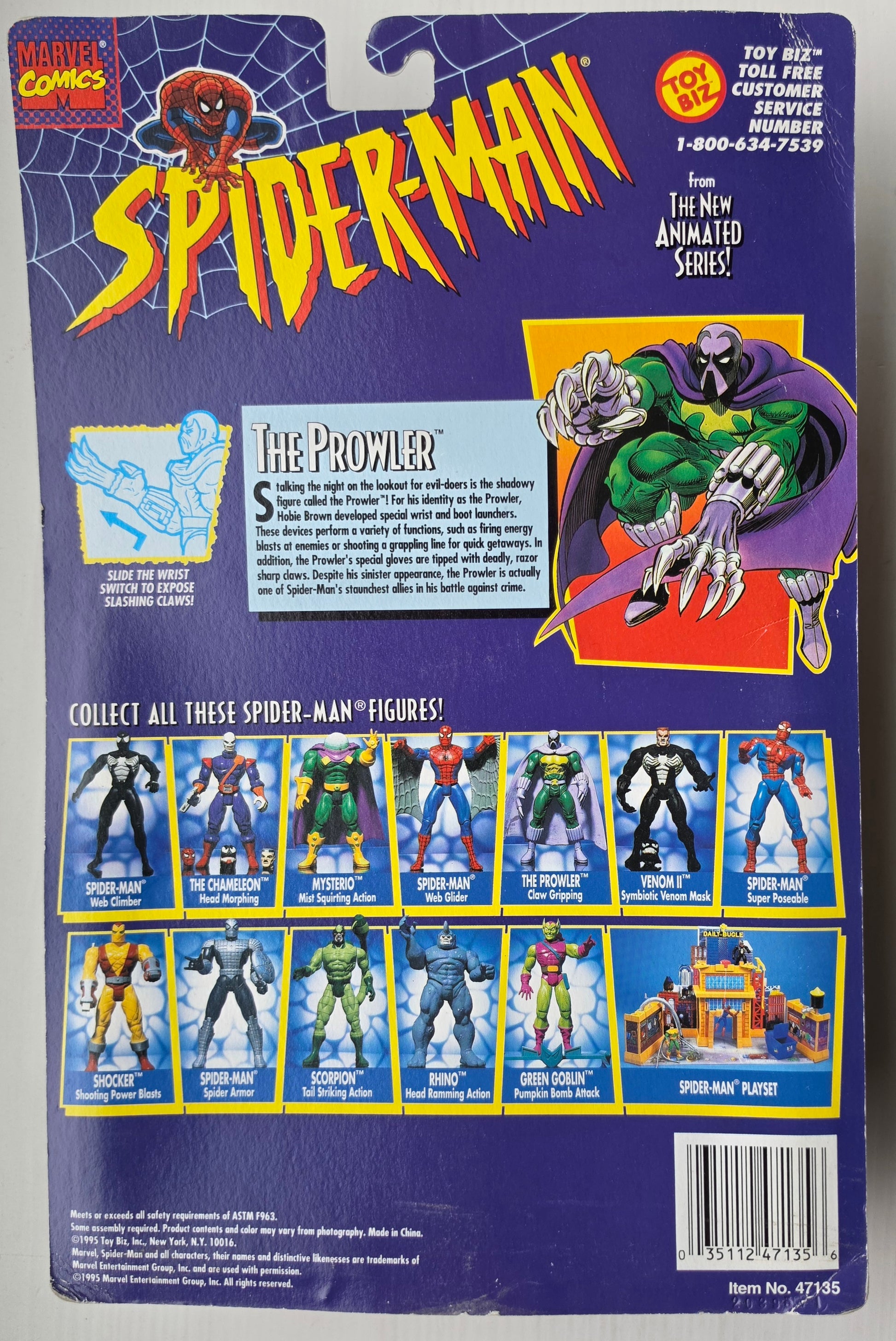 TOY BIZ PROWLER SPIDER-MAN ANIMATED SERIES Spider-Man Toy Biz