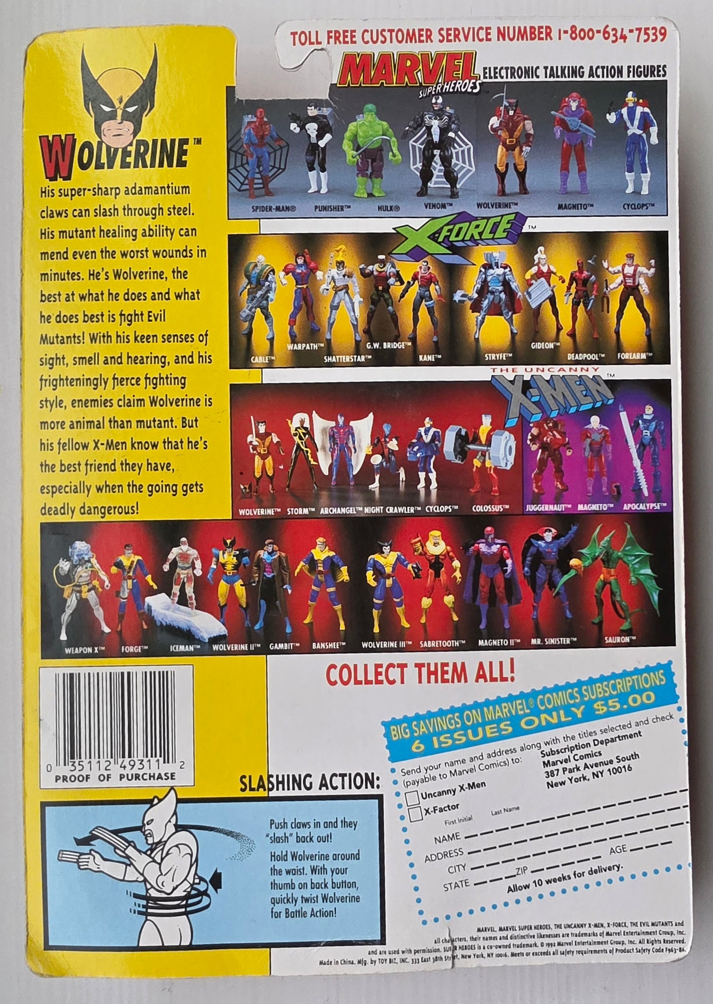 TOY BIZ WOLVERINE 2ND EDITION X-Men Toy Biz