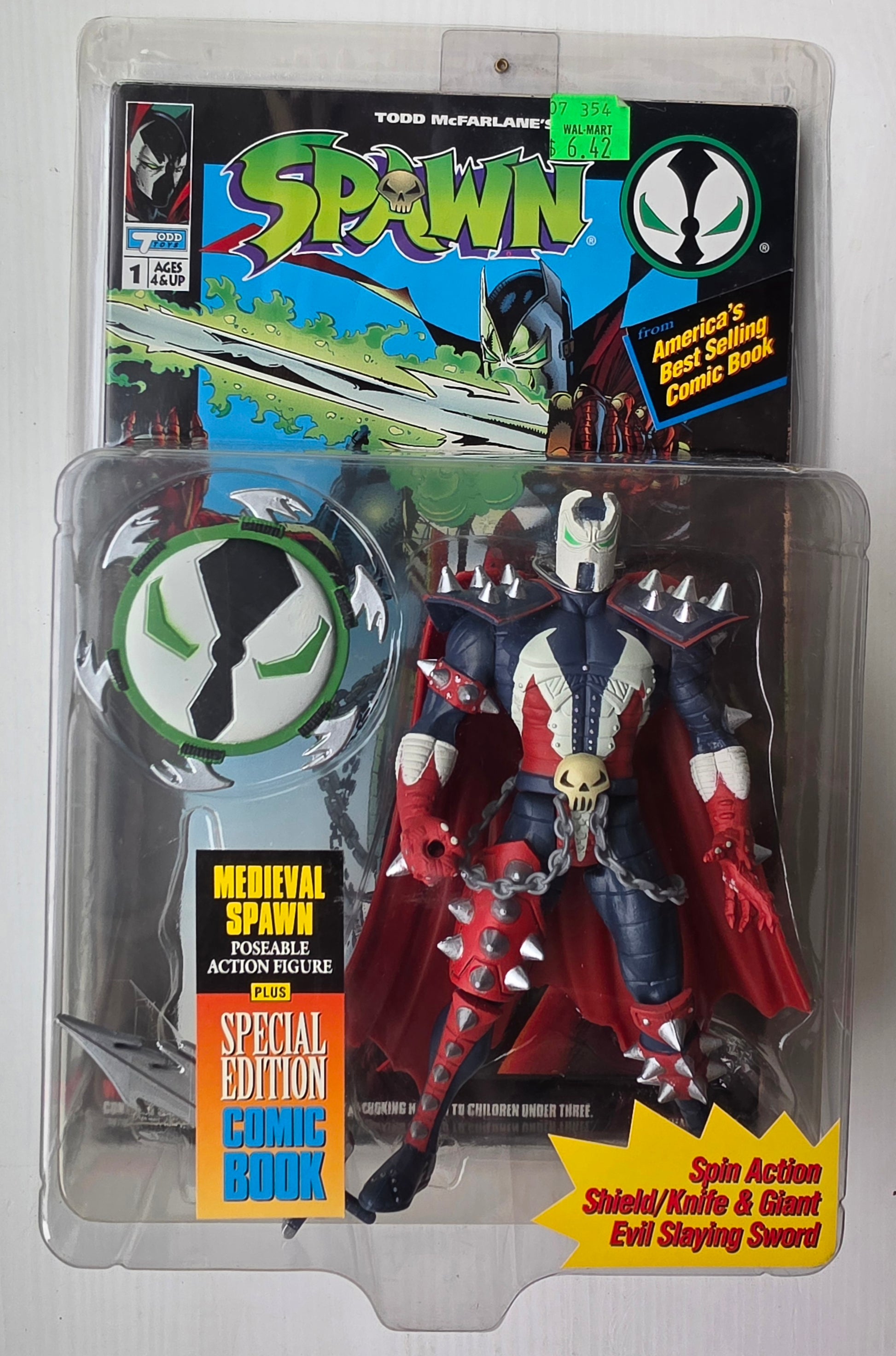 MCFARLANE TOYS MEDIEVAL SPAWN WITH COMIC BOOK Spawn Todd Toys