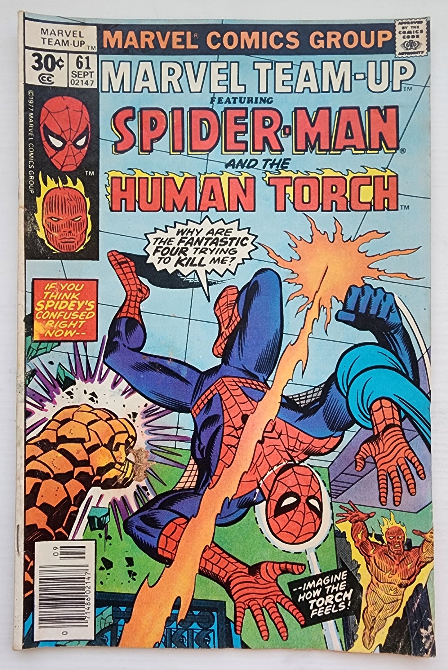 MARVEL TEAM-UP #61 SPIDER-MAN HUMAN TORCH NEWSSTAND 1977 Marvel Team-Up MARVEL COMICS