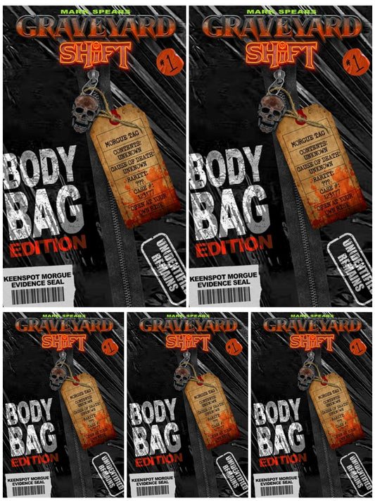 10/14/2026 MARK SPEARS GRAVEYARD SHIFT #1 CVR D MARK SPEARS BODY BAG EDITION BLIND BAG WITH BONUS TRADING CARD SET OF 5 EX POSSE HOLDINGS