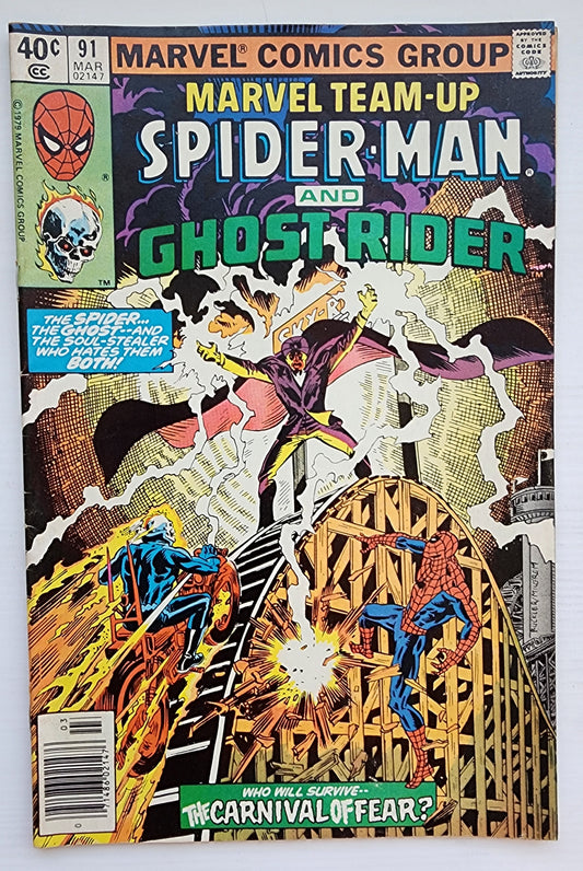 MARVEL TEAM-UP #91 SPIDER-MAN GHOST RIDER NEWSSTAND 1980 Marvel Team-Up MARVEL COMICS