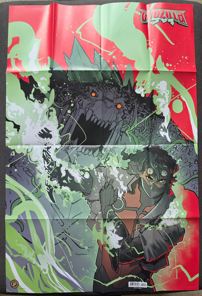 STARSHIP GODZILLA / GODZILLA ESCAPE THE DEAD ZONE DOUBLE SIDED FOLDED PROMOTIONAL POSTER Shazam DC COMICS