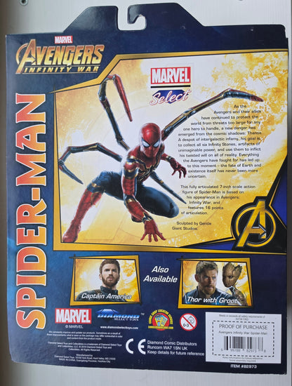 MARVEL SELECT SPIDER-MAN AVENGERS INFINITY WAR Spider-Man Toy Biz