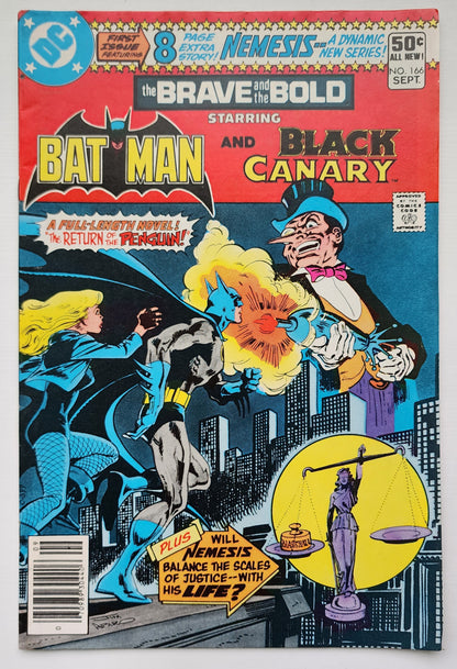 BRAVE AND BOLD #166 BATMAN BLACK CANARY NEWSSTAND 1980 (1ST APP NEMESIS) Brave and the Bold DC Comics