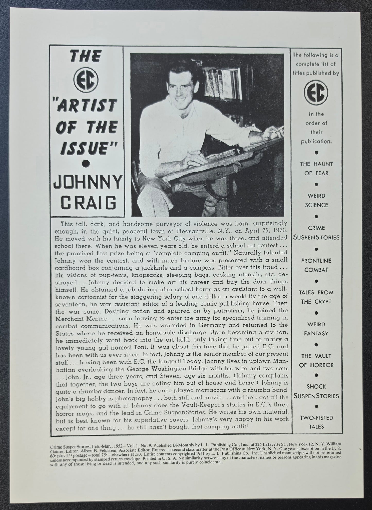 CRIME SUSPENSTORIES #9 PRINT EC Comics EC Comics