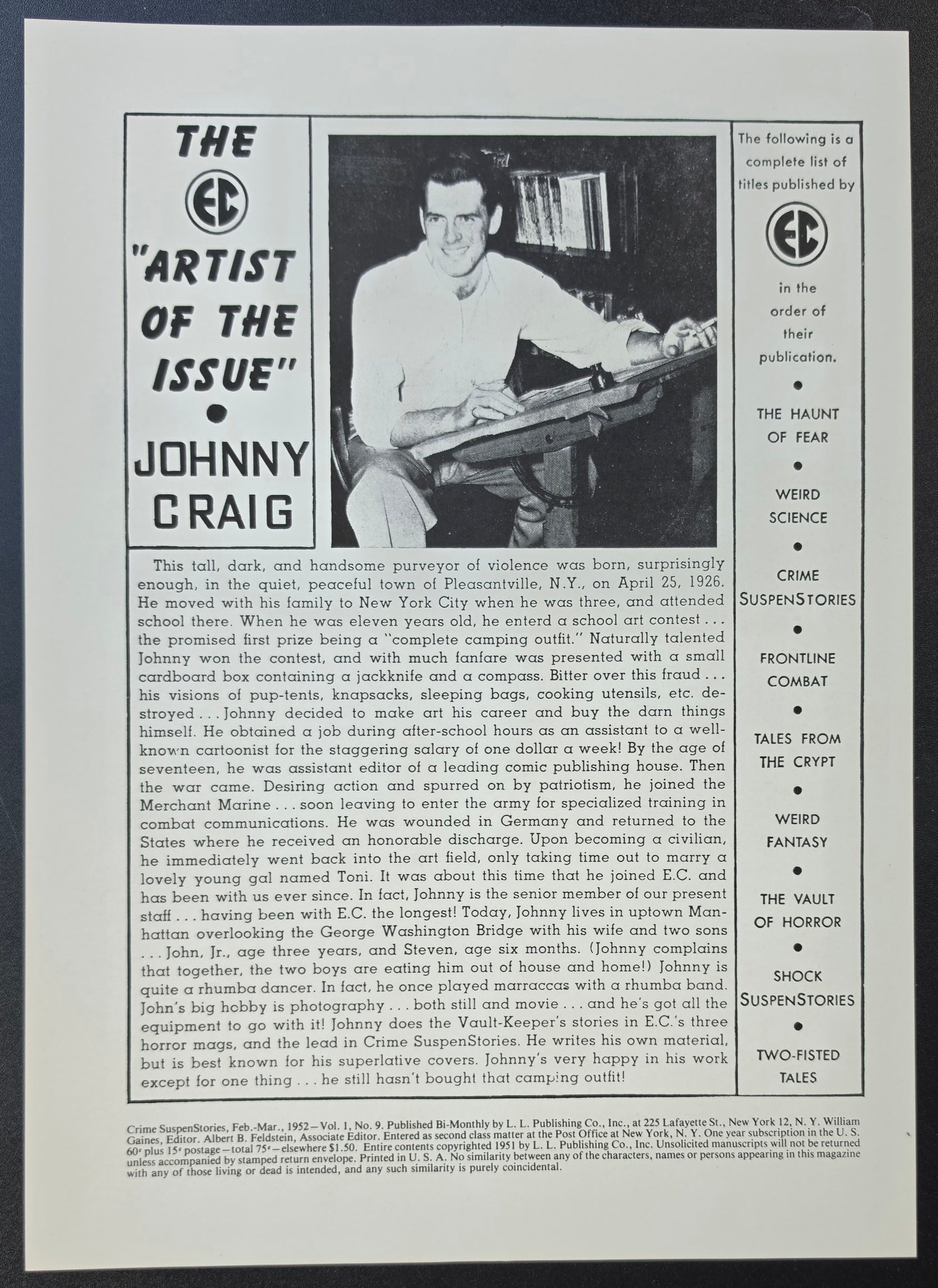CRIME SUSPENSTORIES #9 PRINT EC Comics EC Comics