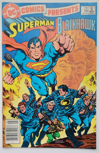 DC COMICS PRESENTS #69 SUPERMAN BLACKHAWK 1984 NEWSSTAND DC Comics Presents DC Comics