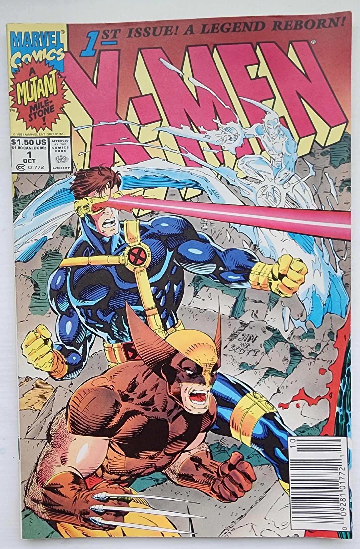X-MEN #1 JIM LEE CYCLOPS WOLVERINE NEWSSTAND 1991 X-Men MARVEL COMICS