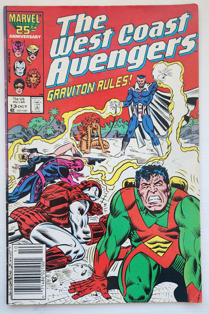 WEST COAST AVENGERS #13 NEWSSTAND 1986 West Coast Avengers MARVEL COMICS