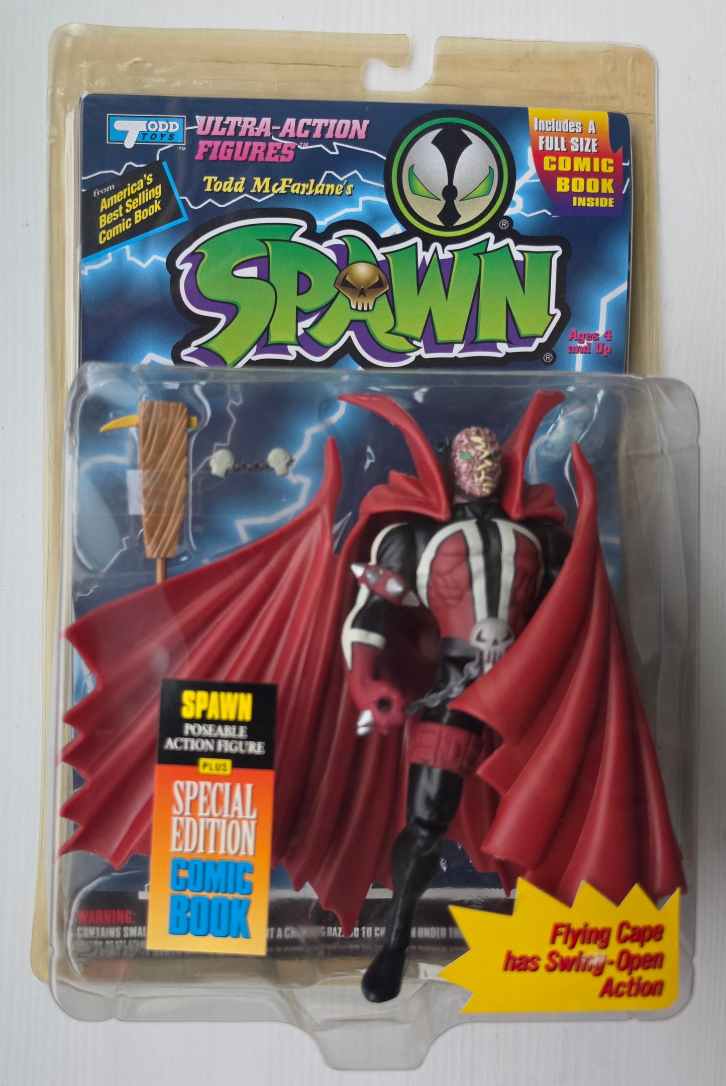 MCFARLANE TOYS MASKLESS SPAWN WITH COMIC BOOK [J02] Spawn Todd Toys