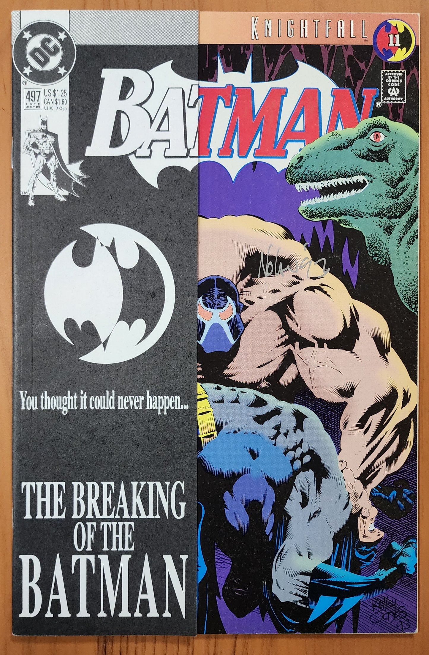 BATMAN #497 1993 SIGNED BY GRAHAM NOLAN Batman DC COMICS