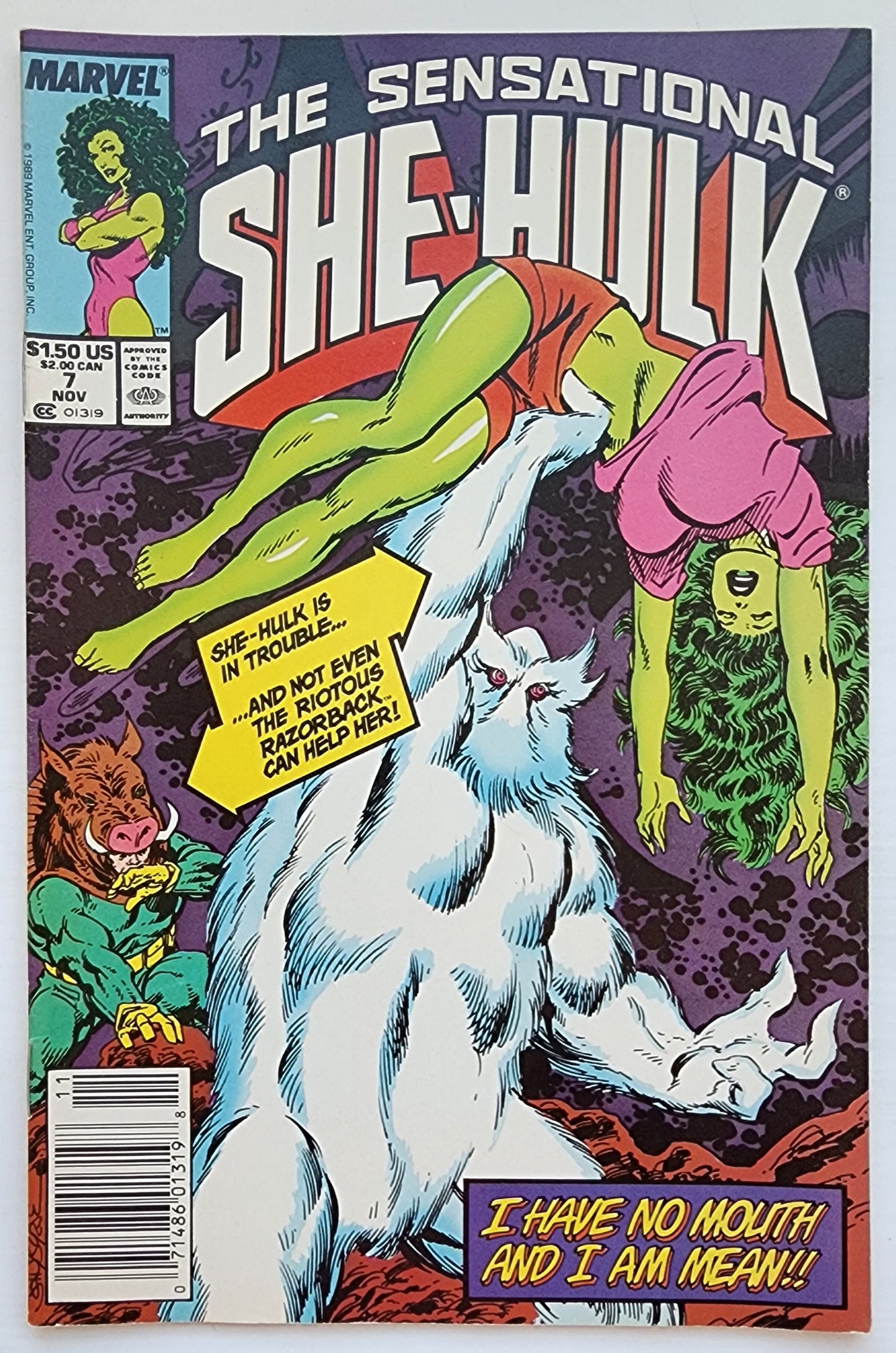 SENSATIONAL SHE-HULK #7 NEWSSTAND 1989 She-Hulk MARVEL COMICS
