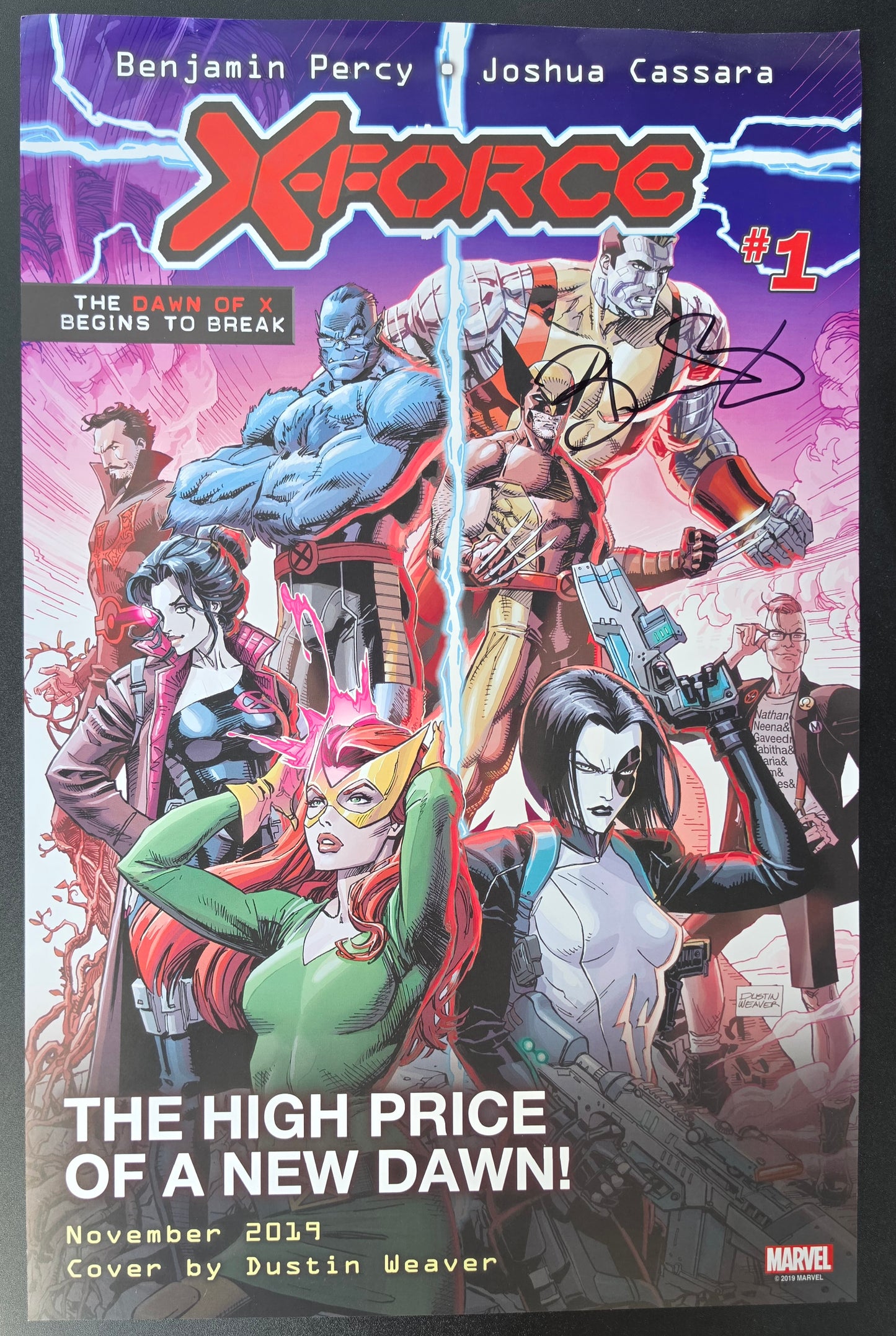 X-FORCE FALLEN ANGELS DOUBLE SIDED PROMOTIONAL POSTER 2019 SIGNED BY X-Men MARVEL COMICS