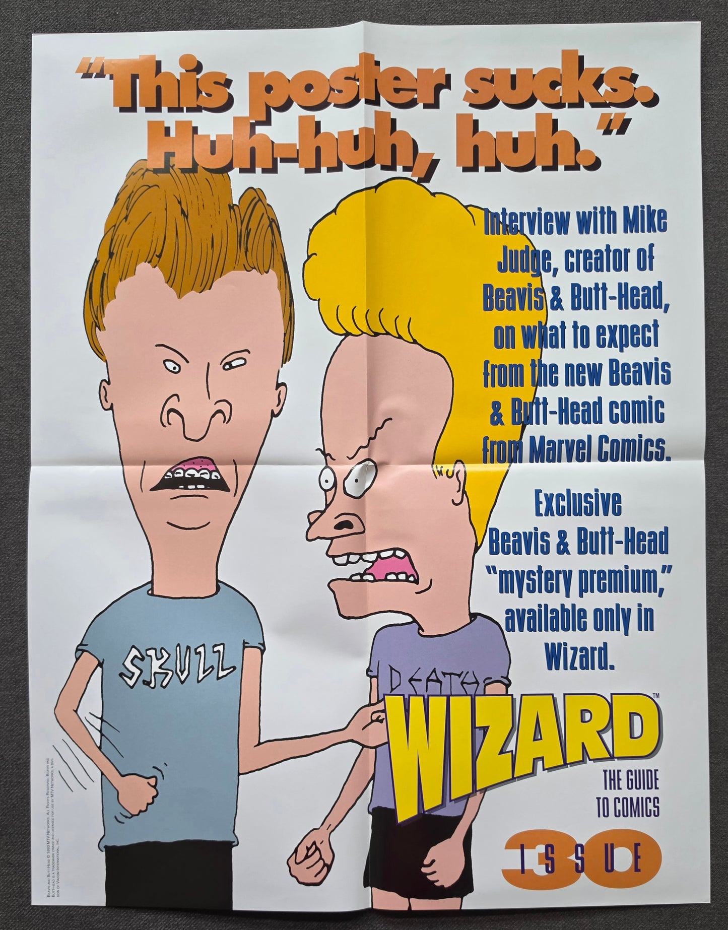 BEAVIS AND BUTT-HEAD FOLDED PROMOTIONAL POSTER 1993 Simpsons BONGO COMICS