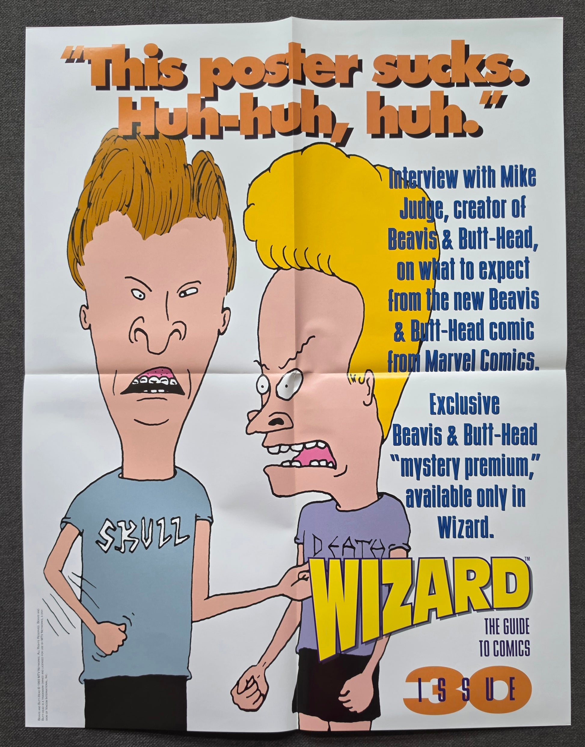 BEAVIS AND BUTT-HEAD FOLDED PROMOTIONAL POSTER 1993 Simpsons BONGO COMICS