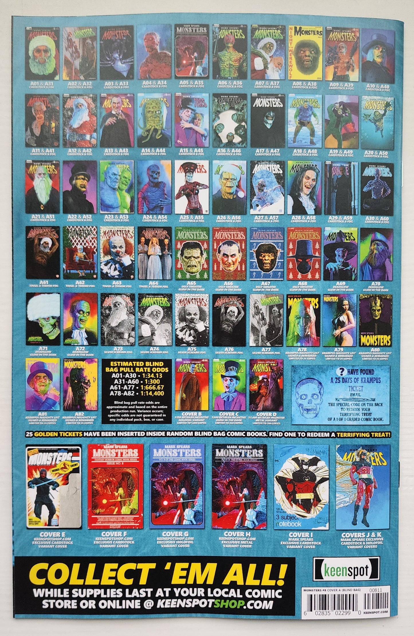 MARK SPEARS MONSTERS #8 BLIND BAG VARIANT A71 DEADGLOW GLOW IN THE DARK Universal Monsters KEENSPOT ENTERTAINMENT