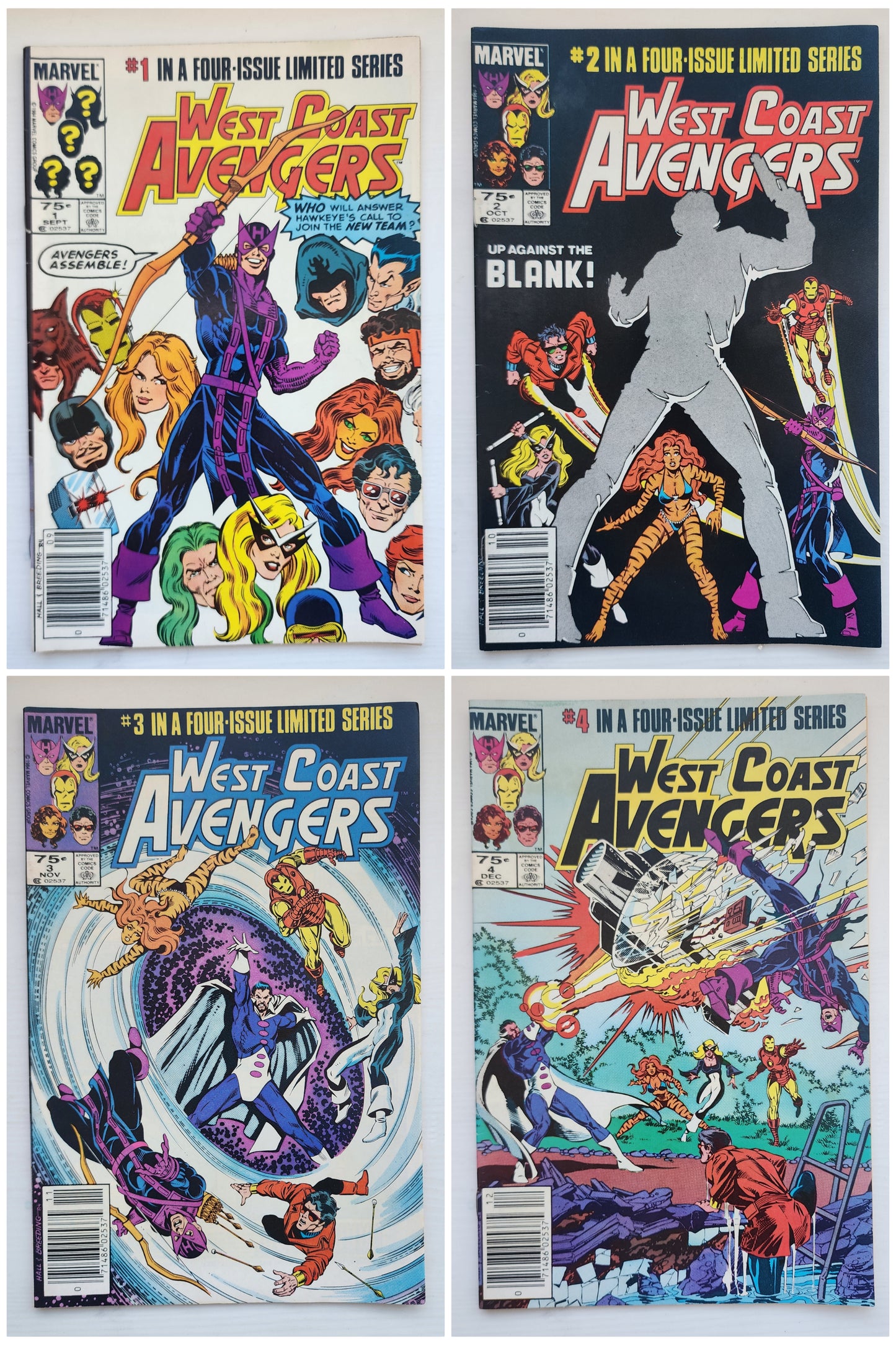 WEST COAST AVENGERS #1-#4 LIMITED SERIES NEWSSTAND 1984 West Coast Avengers MARVEL COMICS