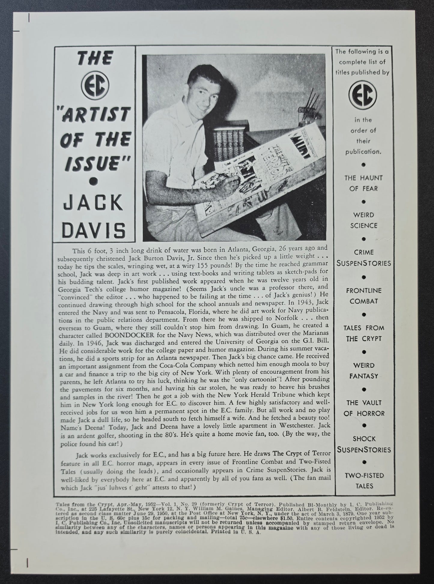 EC COMICS TALES FROM THE CRYPT #29 PRINT EC Comics EC Comics