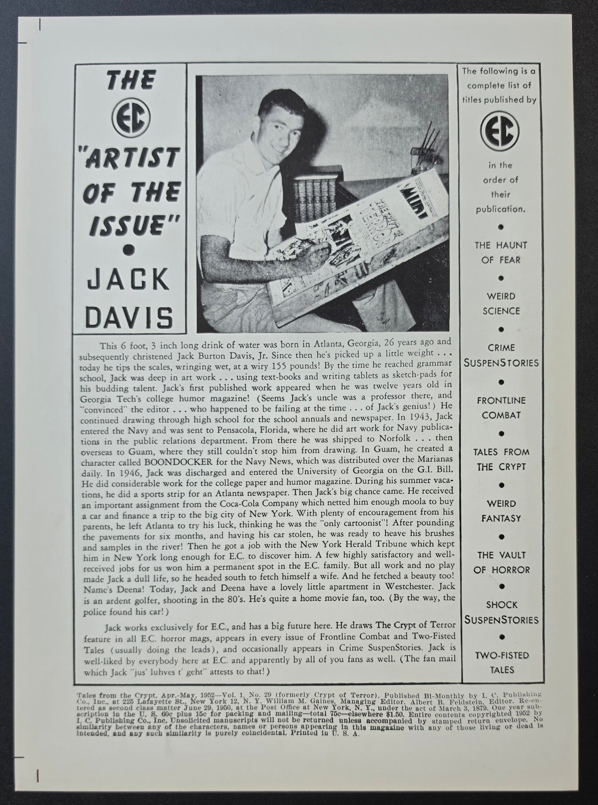 EC COMICS TALES FROM THE CRYPT #29 PRINT EC Comics EC Comics