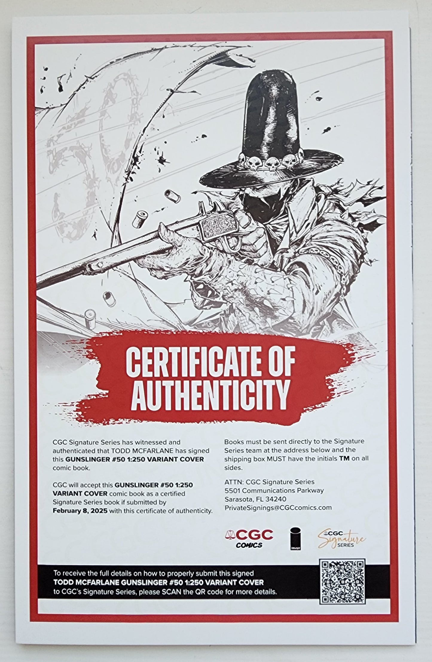 02/11/2026 GUNSLINGER SPAWN #50 1:250 TODD MCFARLANE SIGNED GOLD INK VARIANT [T01] Spawn IMAGE COMICS