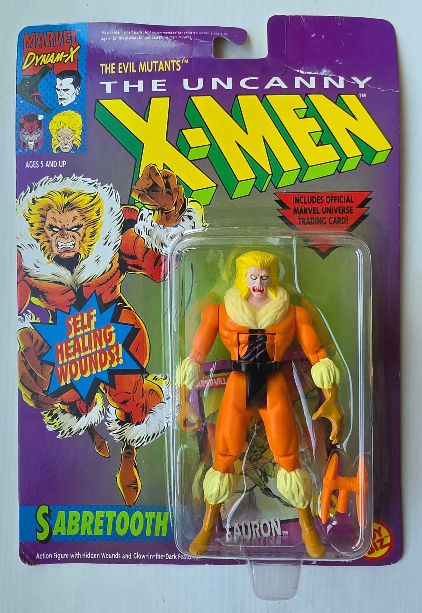 TOY BIZ UNCANNY SABRETOOTH SELF HEALING WOUNDS 1992 X-Men Toy Biz