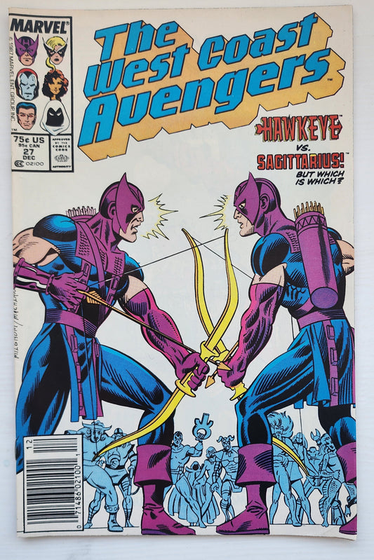 WEST COAST AVENGERS #27 NEWSSTAND 1987 West Coast Avengers MARVEL COMICS