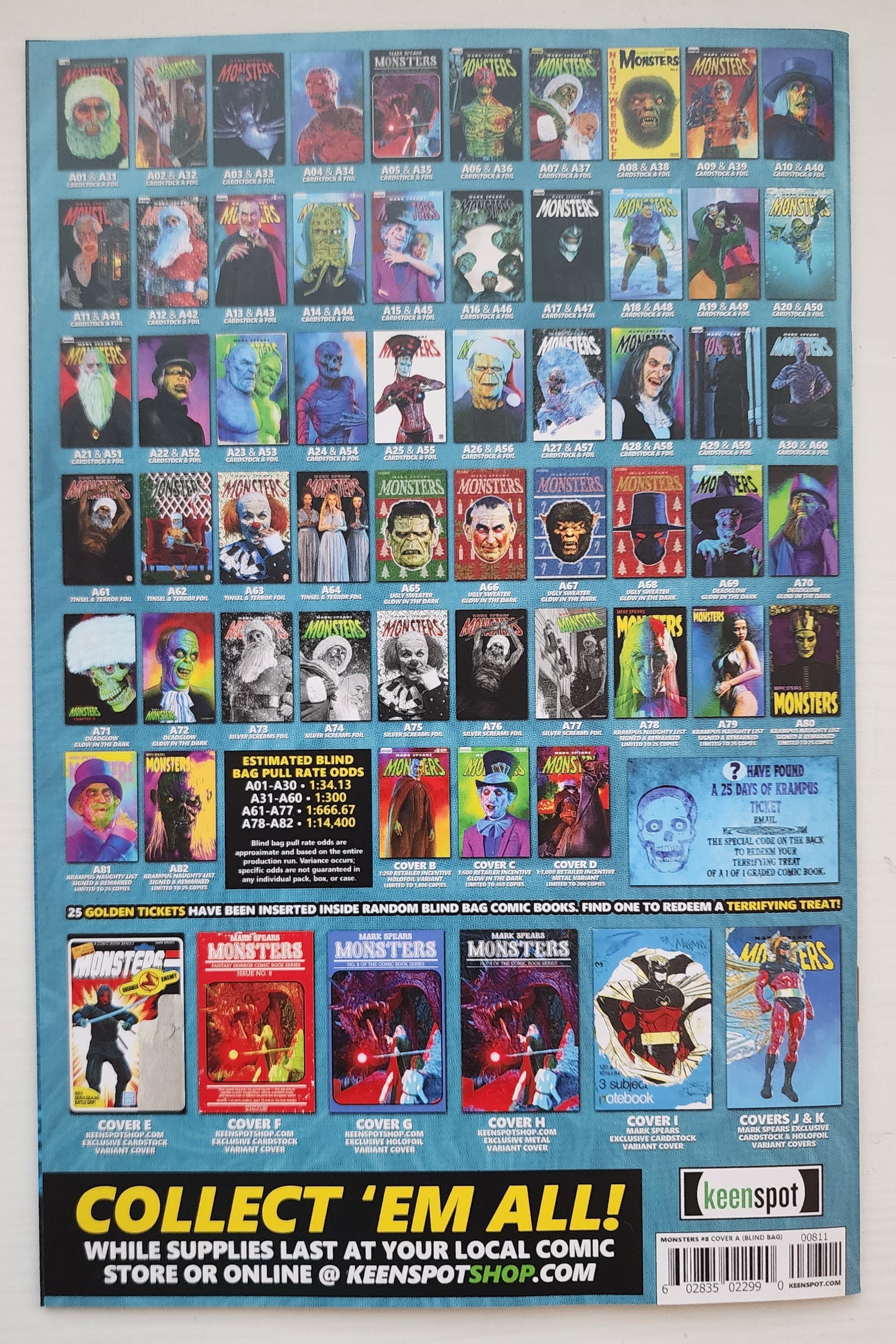 MARK SPEARS MONSTERS #8 BLIND BAG VARIANT A67 UGLY SWEATER GLOW IN THE DARK Universal Monsters KEENSPOT ENTERTAINMENT