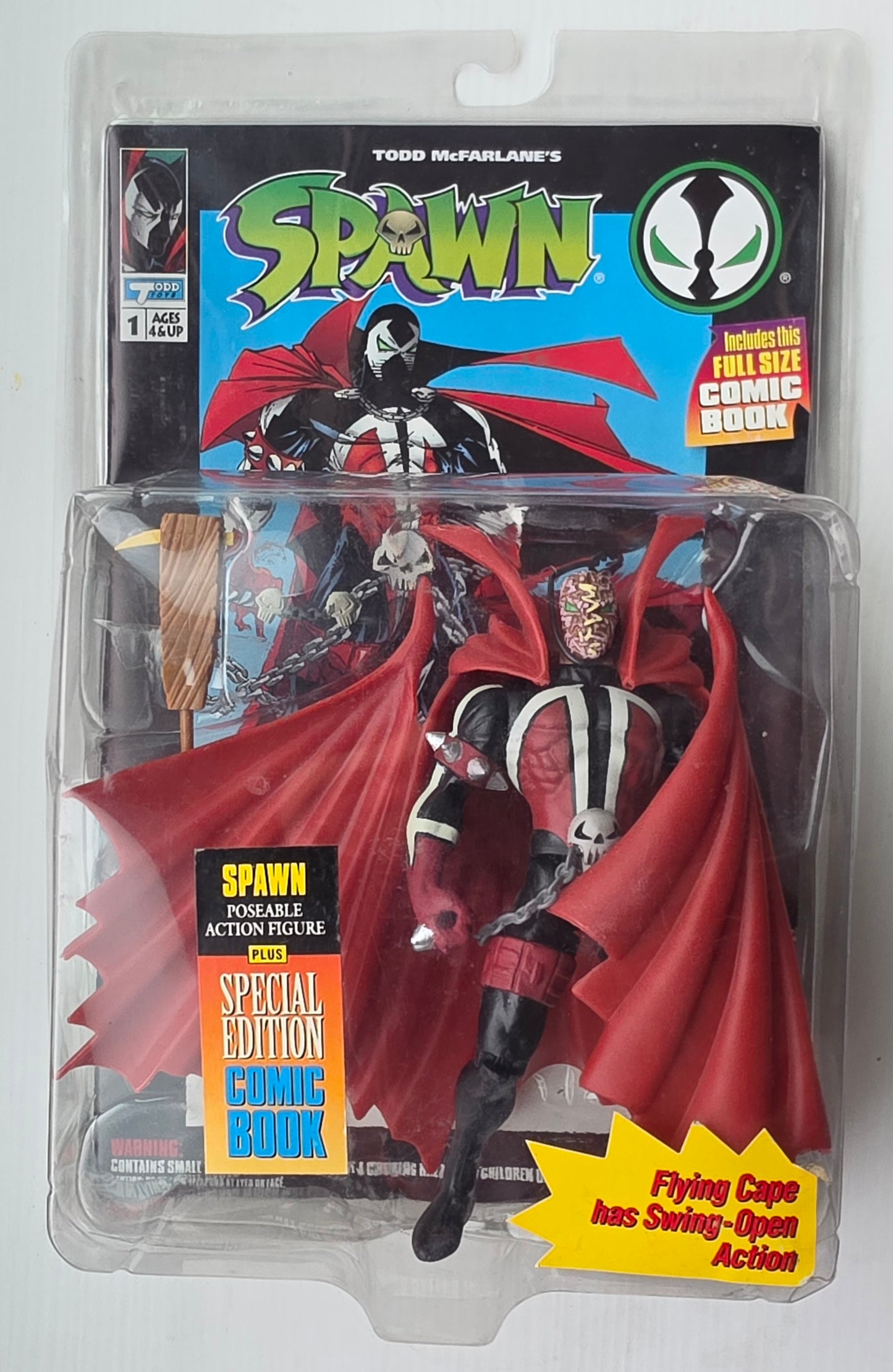 MCFARLANE TOYS MASKLESS SPAWN WITH COMIC BOOK [J01] Spawn Todd Toys