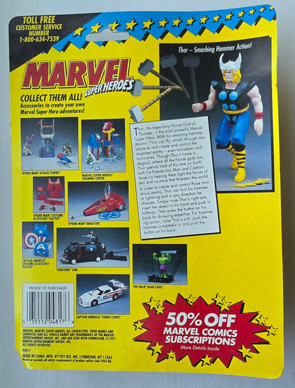 TOY BIZ THOR SMASHING HAMMER ACTION MARVEL SUPER HEROES X-Men Toy Biz