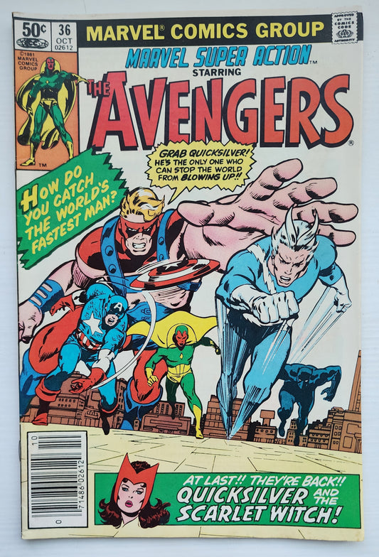 MARVEL SUPER ACTION #36 AVENGERS NEWSSTAND 1981 Marvel Super Action MARVEL COMICS