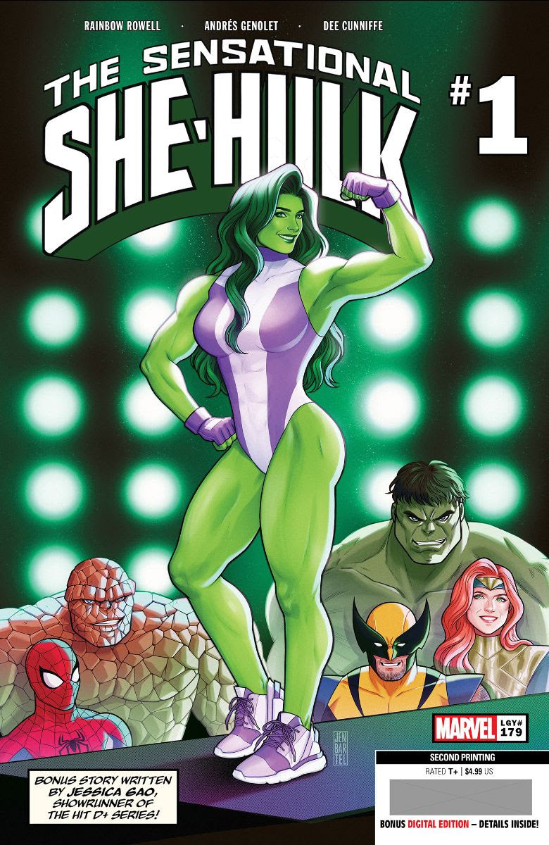 SENSATIONAL SHE-HULK 1 JEN BARTEL 2ND PRINT VARIANT 2023 She-Hulk MARVEL COMICS   